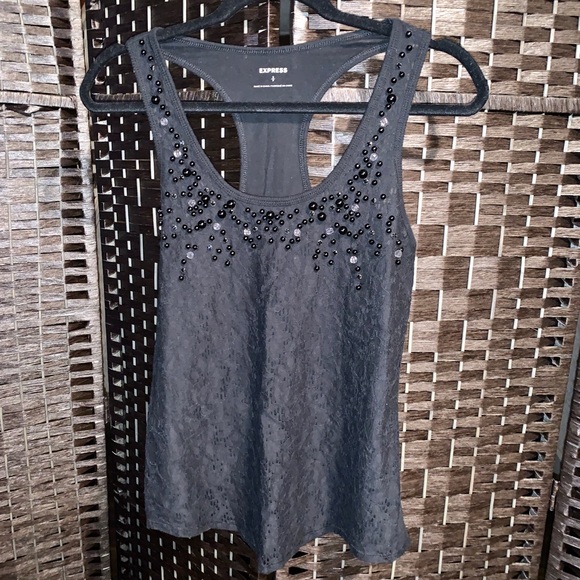 Black lace tank with bead embellishments - Picture 1 of 7